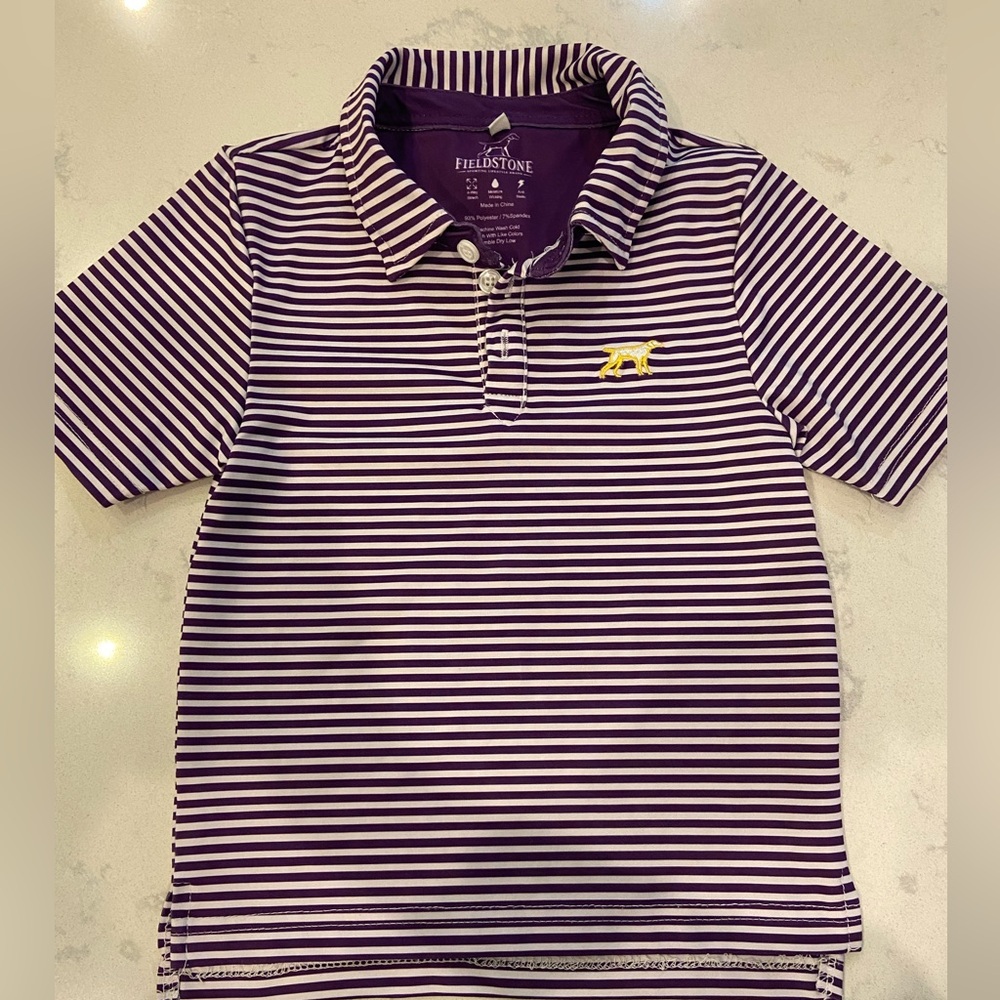 Fieldstone Purple/White Striped Kids Polo Shirt